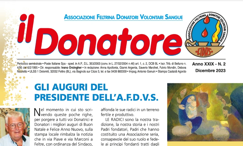 Periodico Il Donatore di Fidas Feltre